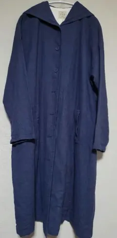 最終値下☆中古☆サマンサモスモス麻混合 フード付きロングコート☆ ネイビー