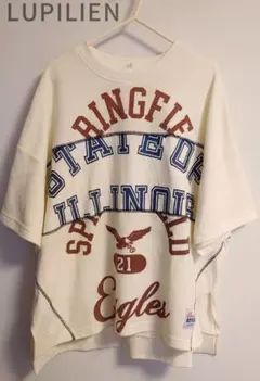 Lupilien 天竺 ワッフル ビッグロゴ プリント ドッキング Tシャツのサムネイル