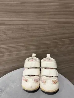 ベビーシューズ アシックス 花柄 女の子　13cm 避難靴