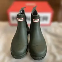 HUNTER グリーン チェルシーブーツ