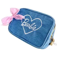 バービー Barbie デニムポーチ ハート刺繍 リボン付き 新品タグ付きのサムネイル