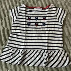 familiar ストライプ フリル Tシャツ 100