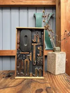 アメリカ ビンテージ スタンプ ディスプレイ 木製 置物 古道具