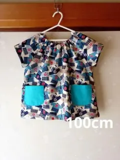 ☆100cm　お祭り　はっぴのスモック　半袖☆ハンドメイド