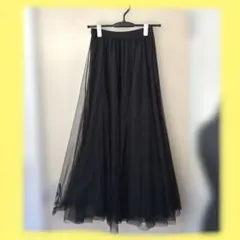美品　グレイル　チュールスカート　ロングスカート　ブラック　Ｍ　フレア　レース