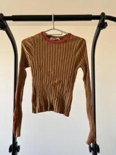 ZARA リブ編みブラウンセーター