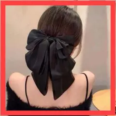 ビッグリボン バレッタ ブラック ヘアクリップ フレンチガーリー 韓国 卒業式