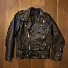 80s vintage レザー ダブルライダース ジャケット 古着 ブラック