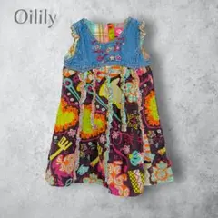 【Oilily】　デニム刺繍ワンピース　キッズ　90 ベビー　洗える　着回しのサムネイル