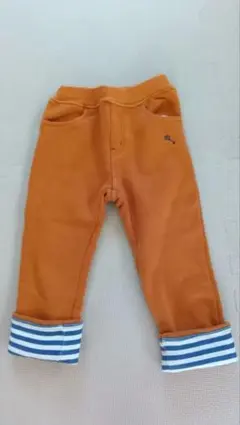 キムラタン　 ストライプ裾 裏起毛パンツ100cm