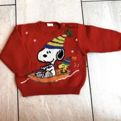 familiar×PEANUTS スヌーピー セーター レッド　80