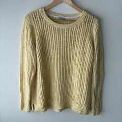 TALBOTS タルボッツ コットン100%メッシュニット イエロー XL/3L