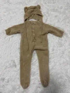 ベージュ クマ耳ロンパース　66cm