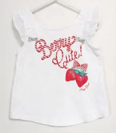 メゾピアノ ロゴ×イチゴ肩フリルノースリーブ Tシャツ 110 【美品＊完売品】