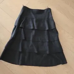 訳あり カシミヤウール ダークグレー フリルスカートM～L