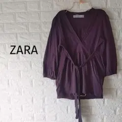 メ*ン様 300円〜 ZARA ザラ 上品パープルウエストマーク チュニック M