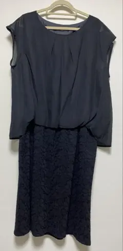 【新品】半袖ワンピースMブラック黒フォーマル冠婚葬祭レース＆シフォン入学式卒業式