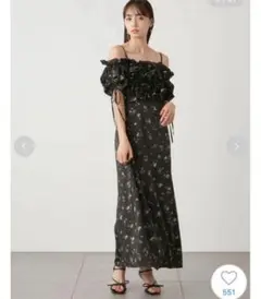 SNIDEL スナイデル ボリュームラッフルフリルプリントワンピース