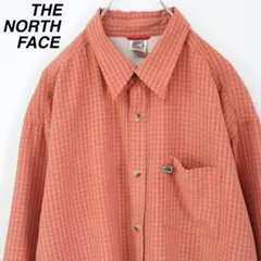 【XLサイズ】ザノースフェイス チェックシャツ ワンポイント レーヨン US規格