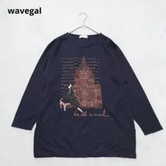 C6-3541　プリントTシャツ　長袖　刺繍　スリット　L【wavegal】