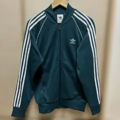 美品　adidas グリーン ジップアップ　トラックジャケット　ダブルシップ