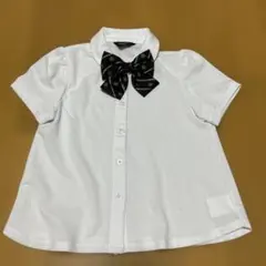 新品☆コムサイズム　黒リボン付き白半袖ブラウス120㎝①