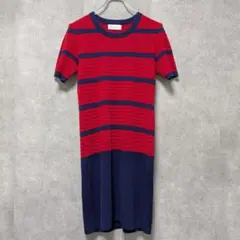 【激レア】イヴサンローラン　90s ボーダーニットワンピース YSL Mのサムネイル