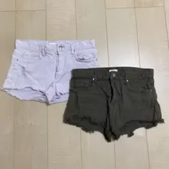 H&M ショートパンツ ラベンダー カーキ セット