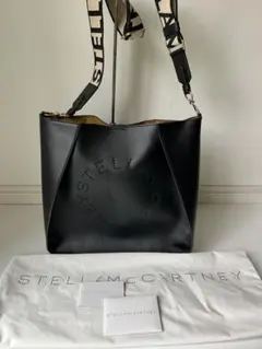 ステラマッカートニー　ブラックロゴショルダーバッグ