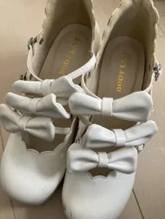 BODY LINE リボン 厚底 パンプス 23.5cm 白　ロリータ