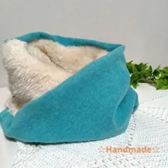 ネックウォーマー　スヌード　ハンドメイド　大人用　ブルー×アイボリー