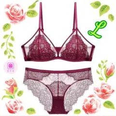 新品　総レース　セクシー　セットアップ　ボルドー　Lサイズ　インポート　海外製