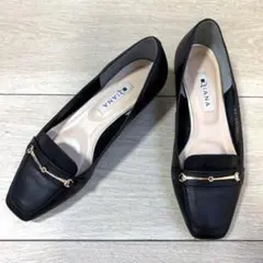 美品 DIANA フラットシューズ 黒 23 ビットローファー