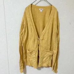 MOSSIMO モッシモサプライ　イエローカーディガン L Ｖネック　コットンのサムネイル