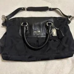 【コーチ】ハンドバッグ 2WAY ワンショルダー 肩掛け シグネチャー 黒