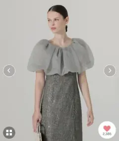 2WAYオフショルダーパフスリーブスリットAラインワンピース