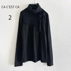 CA C'EST CA カットソー ハイネック レース 刺繍 ブラック 黒 2のサムネイル