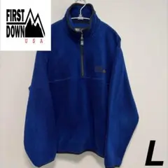 【FIRST DOWN】フリース ハーフジップ ブルー L