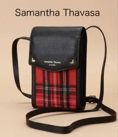 美品！激カワ！Samantha Thavasaチェック柄 スマホショルダー 牛革