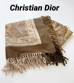 極美品　ChristianDior　ディオール　大判スカーフ　ショール　WOOL 極美品】Christian Dior 大判スカーフ チェーン柄 ストール - メルカリ
