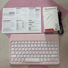 ワイヤレスキーボード マウス セット ピンク、ホワイトマウス(まとめ3点売り)