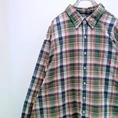 古着 RALPH LAUREN ボタンダウン 長袖シャツ チェック柄 裏地