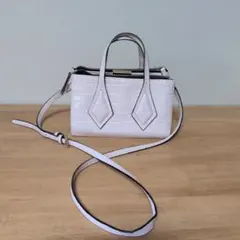 ZARA ミニバッグ　クロコ型押し 2way ショルダーバッグ ライトピンク