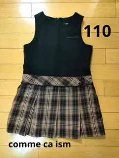 COMME CA ISM ノースリーブワンピース 黒チェック柄