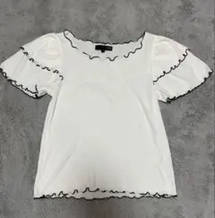 SUGER SPOON フリル付きホワイトTシャツ