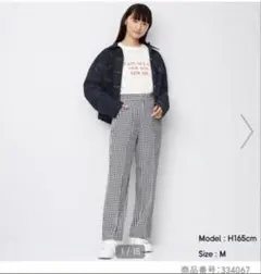 GUギンガムチェックストレートパンツ