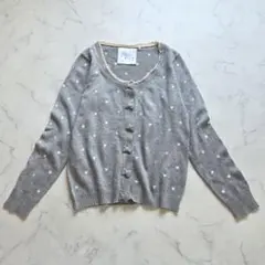 Clessidra　クルーネックカーディガン　ハート刺繍　リボン　Ｍ　グレー