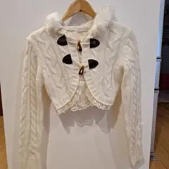 TRALALA ファーフード付きニットカーディガン