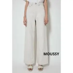 MOUSSY COTTON LINEN WIDE STRAIGHT 白
