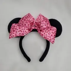 ディズニー ミニー サテン ヒョウ柄 カチューシャ レオパード ピンク